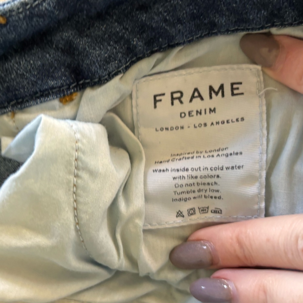 Frame Le Crop Mini boot jeans size 32 distressed at ankles EUC - Picture 9 of 11